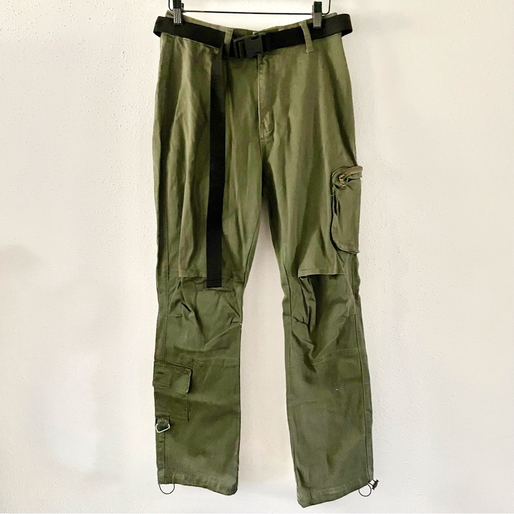 New FASHION NOVA Women's Size Medium Olive Green Operation Cargo Joggers Pants M